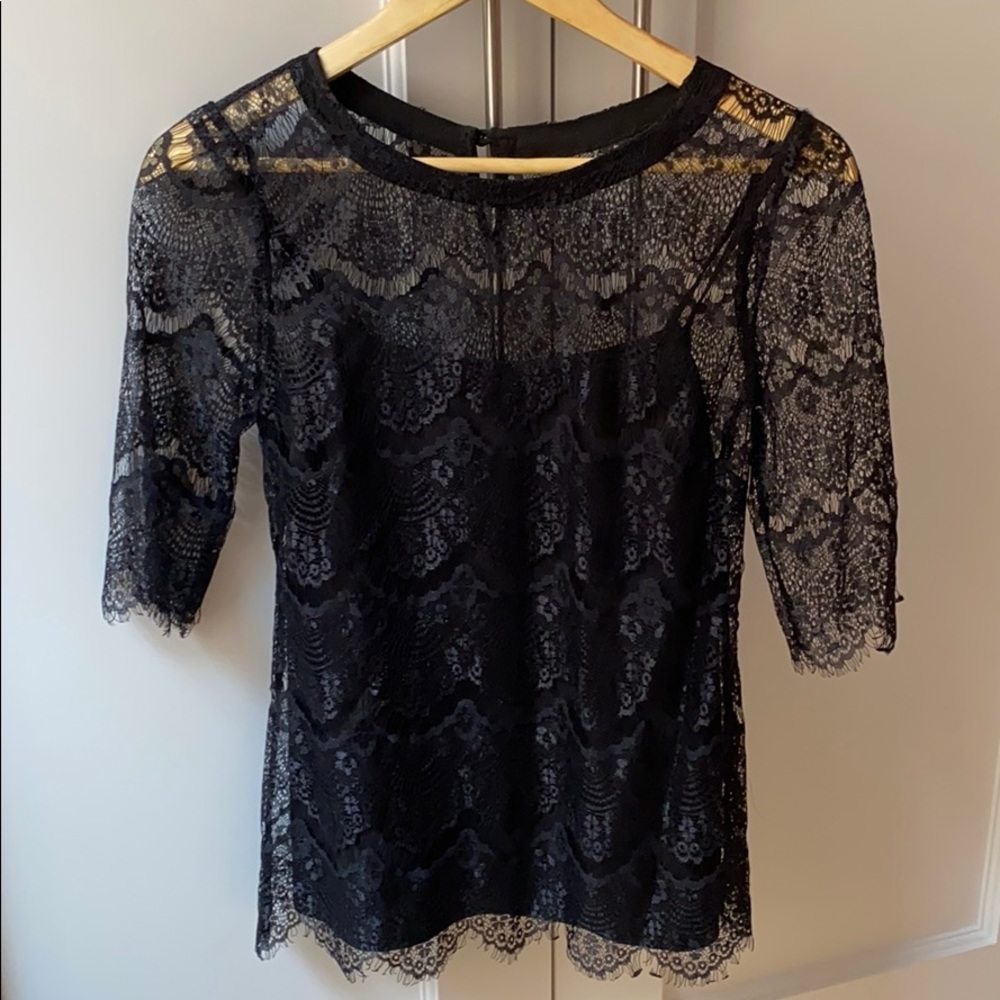 NWT Rhyme Los Angeles Black Lace Top w/inner shirt